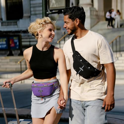 2L Fanny Pack for Women Men, Anti‑theft Waist Bag with RFID Blocking - color: Purple