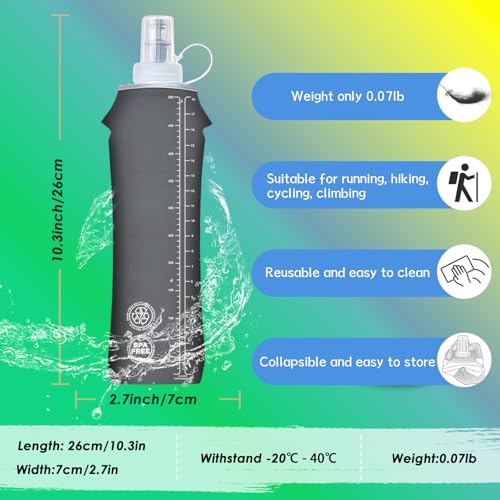 Flexible Running Bottles - Two Pack: 500ml/17oz, Foldable, BPA/PVC Free Soft Flask for Hydration Vests and Running Packs, Collapsible Leak-proof Pocket Bottle for Jogging, Hiking, Cycling, Climbing - color: Brown