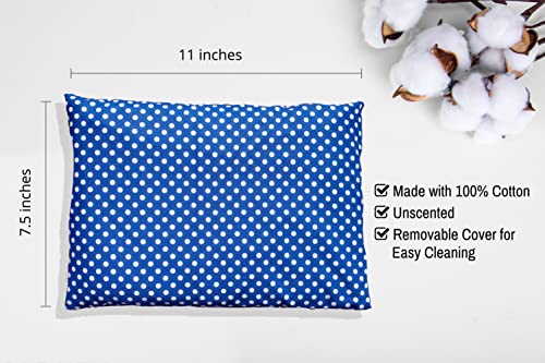 Microwavable Corn Filled Heating Pad and Cold Pack/Washable 100% Cotton Cover (Polka Dot - Blue, 7.5in W x 11in L) - size: 7.5in W x 11in L, style: Polka Dot - Blue
