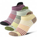 LEVSOX Ankle Compression Socks for Women and Men, Bamboo Viscose Low Cut Cushioned Athletic Running Socks - color: 3 Pairs-striped 1, size: Large