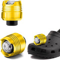 Rechargeable Clog Lights 2PCS, LED Shoe Clip Flashlight with 3 Modes, Waterproof Shoe Charm Accessories for Walking, Running, Camping – Adults & Kids (6 Colors) - color: Gold