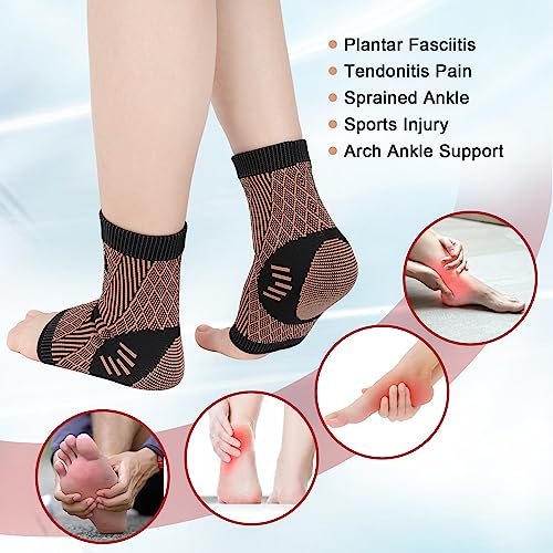 Ankle Brace, Copper-Infused Ankle Support Compression Socks, AnkleBraces for Men Women, Ankles Compression Sleeves, Foot Support Wraps for Achilles Tendon Sprained Ankle Plantar Fasciitis - size: X-Large