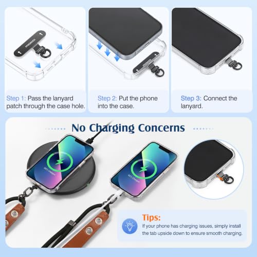 MoKo Adjustable Phone Lanyard Crossbody Strap with 2 Hanging Loops - color: Black