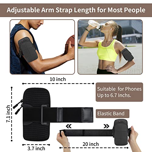 Prime Comfort Phone Arm Bands for Running, Armband Cell Phone Holder for Exercise (Black) - color: Black