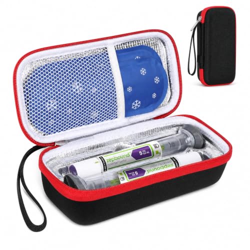Portable Zepbound & Mounjaro Travel Case TSA Approved, GLP-1 Pen Cooler for 2 Injection Pens, EVA Insulated Medicine Cooler Travel Case with 2 Ice Packs for Flights and Daily Use, Black - color: Black