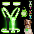 LED Reflective Vest Safety Gear, High Visibility Reflective Running Gear for Dog Walking Running Cycling, Adjustable for Men Women Kids - Reflective Armband and Dog Light with USB Rechargeable