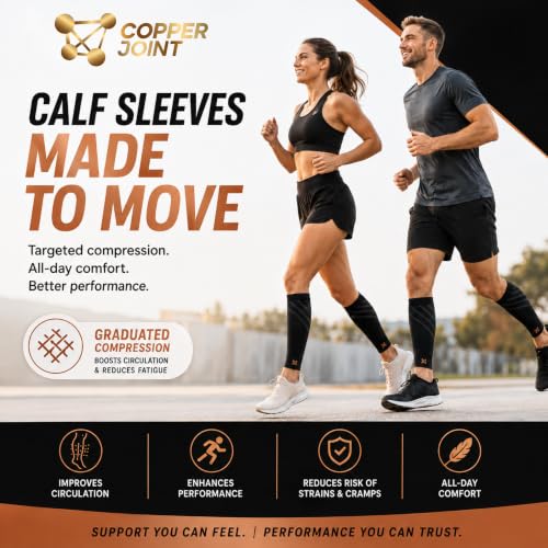 CopperJoint Calf Compression Sleeve for Men & Women, Black, Small, Firm Fit - color: Black, size: Small