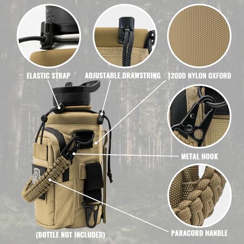 NATURE PIONEOR 32 64 128oz Tactical Water Bottle Pouch, MOLLE Bottle Holder - color: Khaki, size: 32OZ
