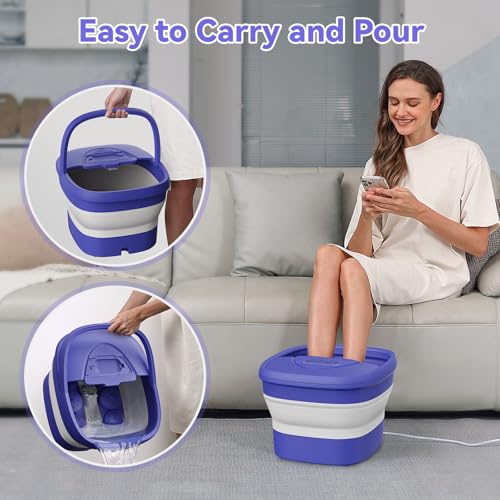 Collapsible Foot Spa with Heat, Remote,Timer, and Massage - color: Purple