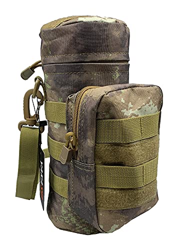 Tactical Molle Water Bottle Holder Pouch Hydration Carrier Bag Tactical EDC Water Bottle Carrier with Detachable Shoulder Strap for Hiking Camping Outdoor Sport Travel - color: Ruin Ash