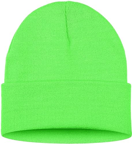 ATNKE LED Lighted Beanie Hat,USB Rechargeable 4 LED Red and Blue Flashing Running Headlamp Cap Gifts for Men and Women - color: #Fluorescent Green