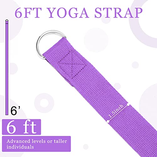 Leyndo Yoga Strap Stretching Pilates Exercise Adjustable Straps 6 ft Non Elastic Yoga Belt with Adjustable D Ring Buckle for Pilates Gym Workouts Fitness - color: Purple