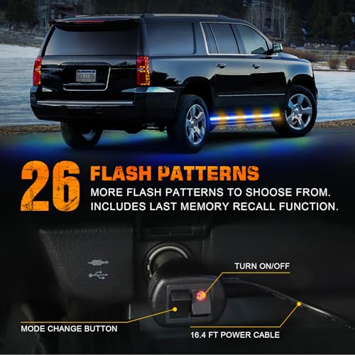 XRIDONSEN 2 Pack 70-Inch 864 LED Running Board Strobe Lights Strip - color: Amber/Blue