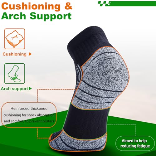 Compression Ankle Socks - Cozy Cushioned Hiking Running for Men Women - Thick Warm Durable - color: Black, size: Large