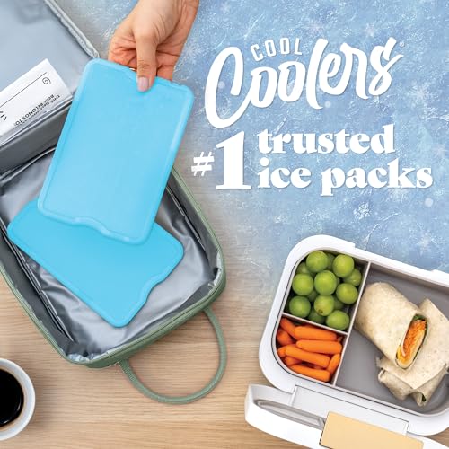 Cool Coolers by Fit & Fresh 4 Pack XL Slim Ice Packs, Quick Freeze Space Saving Reusable Ice Packs for Lunch Boxes or Coolers - color: Blue (4 Pack)
