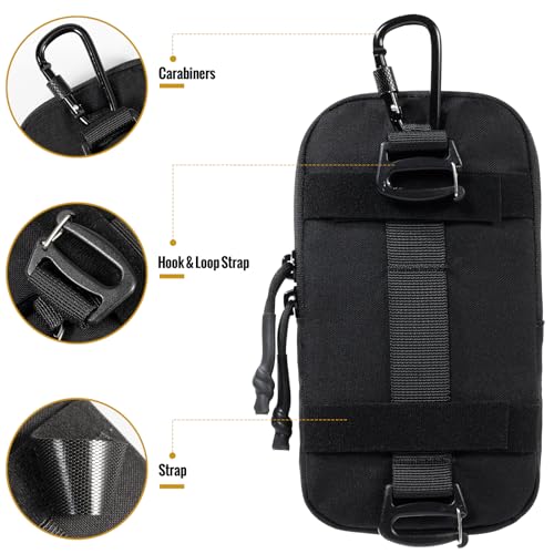 ONETIGRIS Backpack Strap Pouch, MOLLE Phone Holster for Backpack & Belt - color: Pure Black