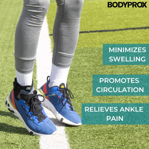 Bodyprox Ankle Brace for Women and Man, Ankle Compression Sleeve, Ankle Support with Adjustable Compression Strap for Sprained Ankle, Injury Recovery and More! (Medium) - size: Medium