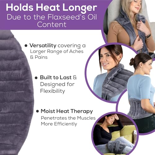 Microwavable Heating Pad with Straps, Extra Large, Gray, Hot/Cold Therapy - color: Gray, size: Extra Large