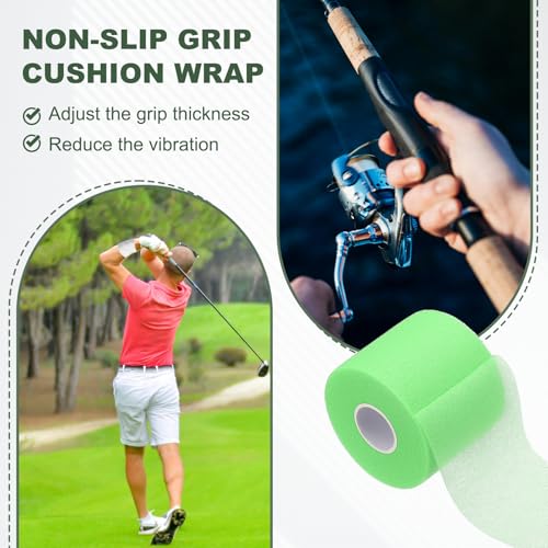 Pre Wrap Tape, Non-Slip Grip Cushion Wrap Prewrap Athletic Tape- Fitting for (Tennis- Badminton - Pickleball - Sports) - color: Green