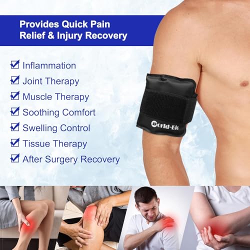 2 Pack Gel Ice Pack Wrap with Strap, Ice Pack for Injuries Reusable, Hot Cold Therapy Wrap, Elbow Ice Bag Wrap, Flexible Soft for Arm, Wrist, Hand, Foot, Ankle