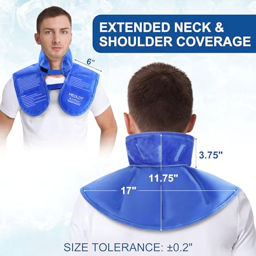 LotFancy Neck and Shoulder Ice Pack Wrap, Reusable Ice Pack for Injuries