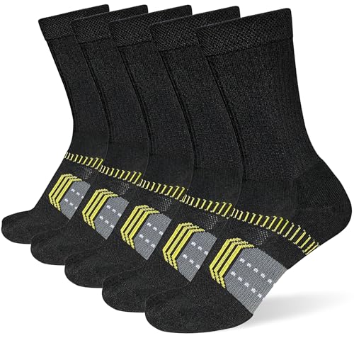 Suaskk Womens Cushioned Breathable Athletic Running Crew Socks 5 Pairs - color: Black 5 Pairs, size: 6-9