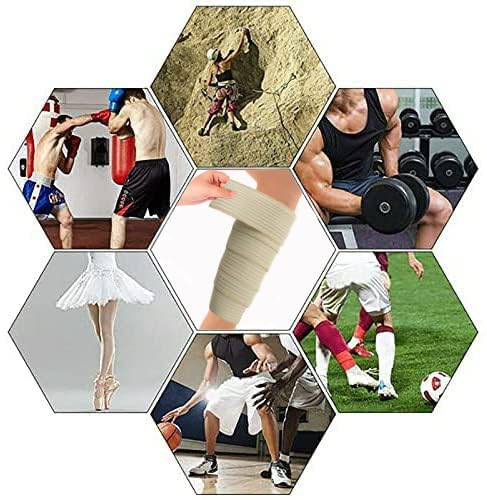 Elastic Calf Compression Bandage Sleeve Wrap for Calf Pain Relief Lower Leg Compression Support Shin Splint Guard Adjustable Plus Size Black Large (Beige)