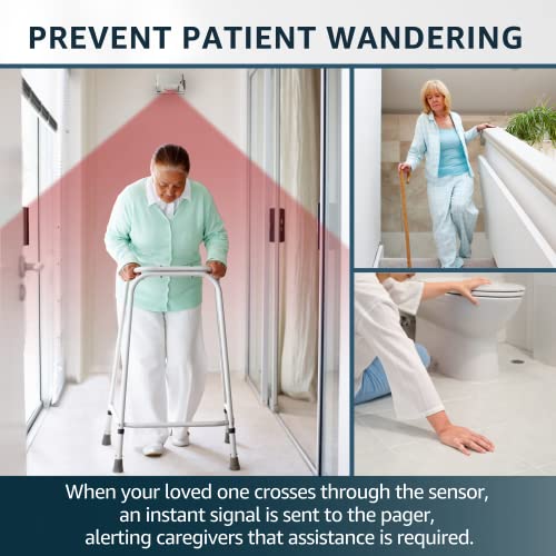 Wireless Bed Alarm with Motion Sensor and Caregiver Pager - size: 1 Motion Sensor + 1 Pager