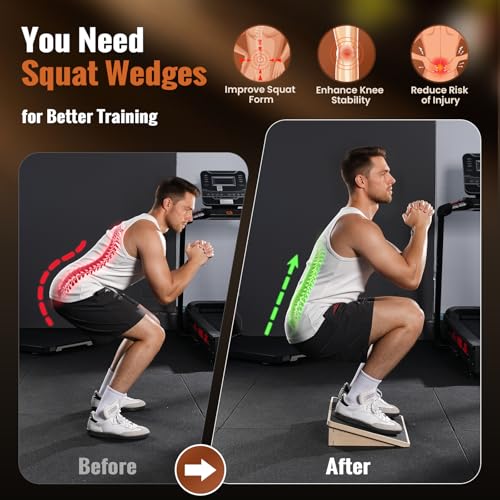 Sportneer Squat Wedge, 1200LB Wooden Heel Elevated Board for Squats - size: 15°