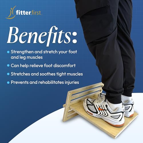 FitterFirst Wooden Slant Board -13.5 Inches Wide - Adjustable incline