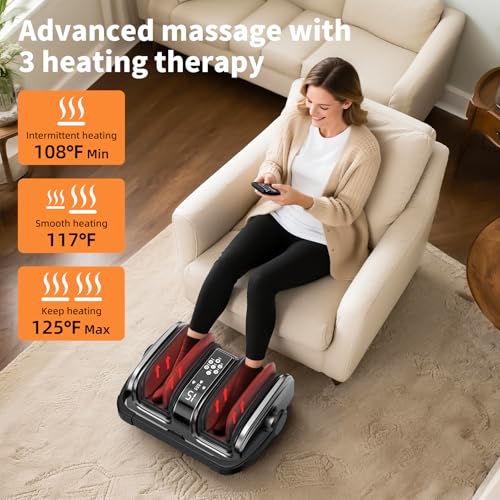 CARESKY Shiatsu Foot Massager with Heat, FSA Eligible HSA Foot Massager for Plantar Fasciitis, Neuropathy, Circulation and Pain Relief, Foot and Calf Massage at Home/Office - color: Deep Gray