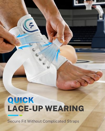 Ankle Brace for Men Women with Removable Side Splints Figure 8 Strap - color: White, size: S