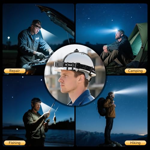 ATDOALL Rechargeable LED Headlamp, Lightweight Head Lamps for Adult Camping - size: 1 Pack