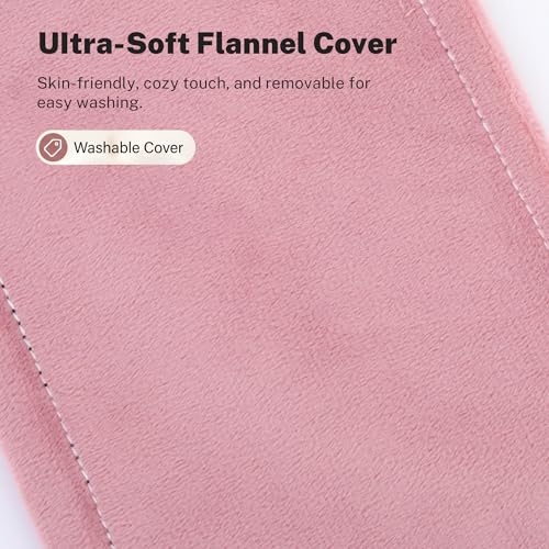 Microwave Heating Pad for Back Pain Relief, Flaxseed Microwavable Heating Pad with Removable Washable Flannel Cover, Moist Heating Pad for Period Cramps & Muscle Relaxation, 10''x18'' - color: Pink