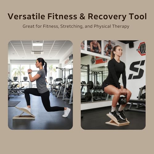 Slant Board with 6 Angles Converts to a Balance Board Premium Calf Stretcher & Wobble Board for Effective Stretching & Squats Exercise with Velour Surface