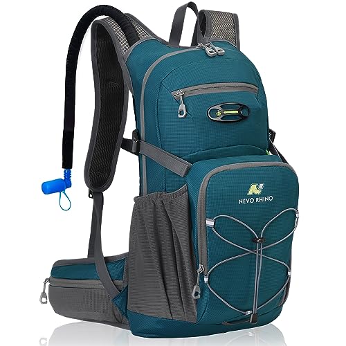 N NEVO RHINO Hydration Backpack, 18L Hiking Backpack with 3L Water Bladder - color: Lake Blue