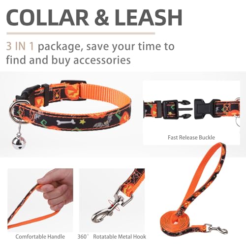 PUPTECK Halloween Dog Harness, Collar and Leash Set No Pull for Small Sized - color: Halloween Black, size: L (CHEST 18"-20")