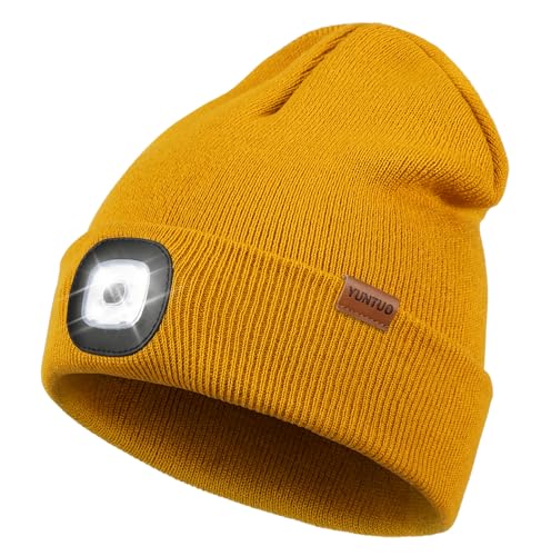 LED Beanie with The Light, Unisex Gifts for Men Dad Husband Him - color: Khaki
