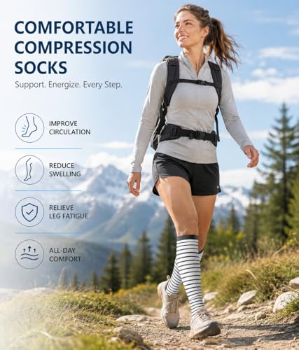 Aoliks 6 Pairs Compression Socks for Women & Nurses, Flying Knee High Socks - color: 020 A01-multicoloured 06, size: Small-Medium