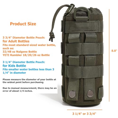 MOLLE Water Bottle Holder Tactical Nylon Bottle Pouches Hydration Carrier for Belt/Backpack/Vest/Bike Sports Outdoor Hiking Camping Hunting Fishing - color: Ranger Green