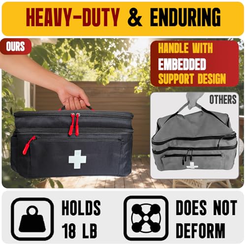 2-Layer First Aid Bag Empty 15¾"H x 9½"W x 7" H Black - color: Black