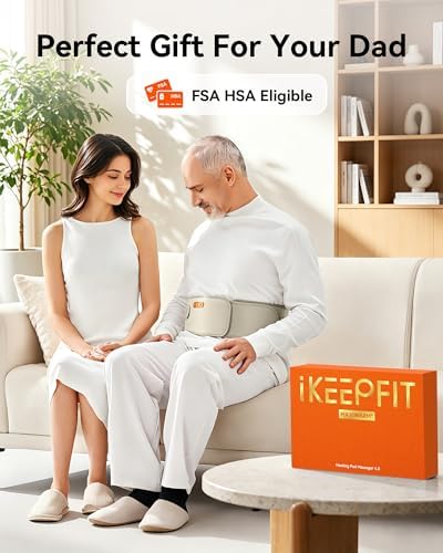 IKEEPFIT Portable Heating Pad for Back Pain Relief, FSA Eligible HSA Gift - color: Beige