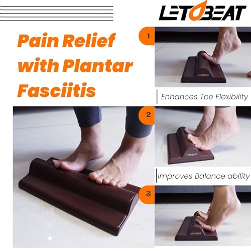 Plantar Fasciitis Foot Stretcher - Anti-Slip Leather, Brown, L - color: Brown, size: L