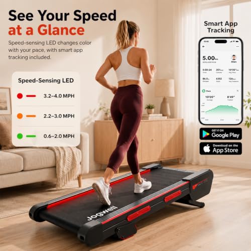 Jogwell Walking Pad with 15% Auto Incline, Full-Deck Design - color: Grey