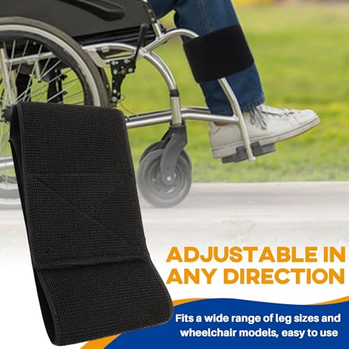 2 Pack Wheelchair Leg Straps - Polyester Material, Reliable & Elastic - Foot, Calf & Seat Belt Restraints for Wheelchair Accessory (Width 4 inches) - size: Self-Adhesive