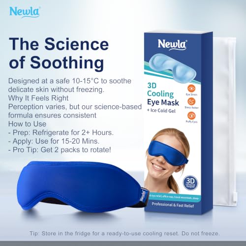 Cooling Gel Eye Mask for Puffy Eyes, 3D Contoured Fit Cold Compress - color: Blue