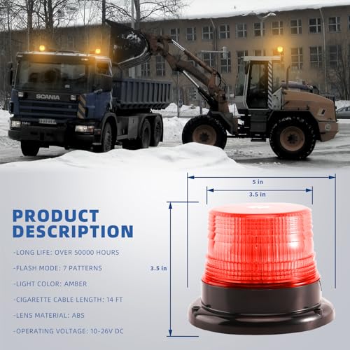 Red Rooftop Beacon Strobe Lights w/Magnetic Base, 1-Pcs - color: 1× Red