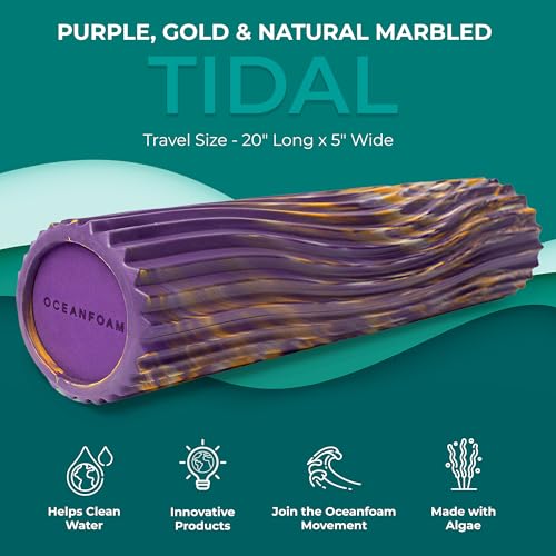 Oceanfoam Tidal Foam Roller for Exercise (Purple, Gold & Natural Marbled)