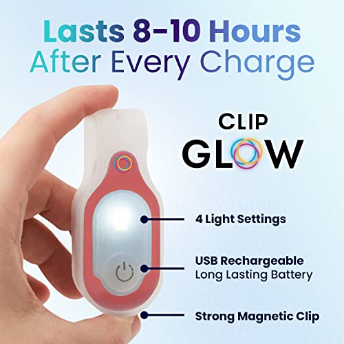 Clipglow Nurse Light Clip On Nursing Night Shift Light, Bright, Lightweight Magnetic, Portable, USB Rechargeable Flashlight for Badge, 8-10 Hours Battery, 4 Light Settings 10-25 Lumens Nurse Gift| Red - color: Red