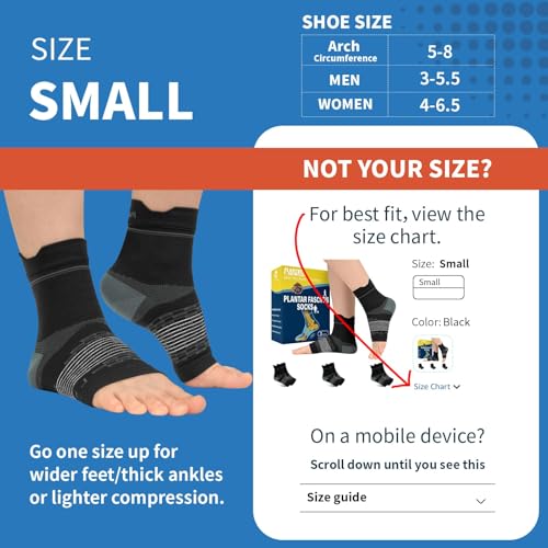 3 Pairs Plantar Fasciitis Socks Ankle Compression Sleeve with Arch Support - color: Black（3 pairs）, size: Small